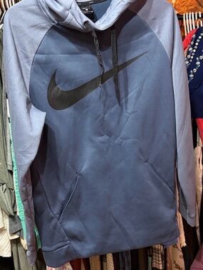 ✨ Nike Blue/Black Dri-FIT Hoodie with Big Swoosh | Size Small | EUC✨